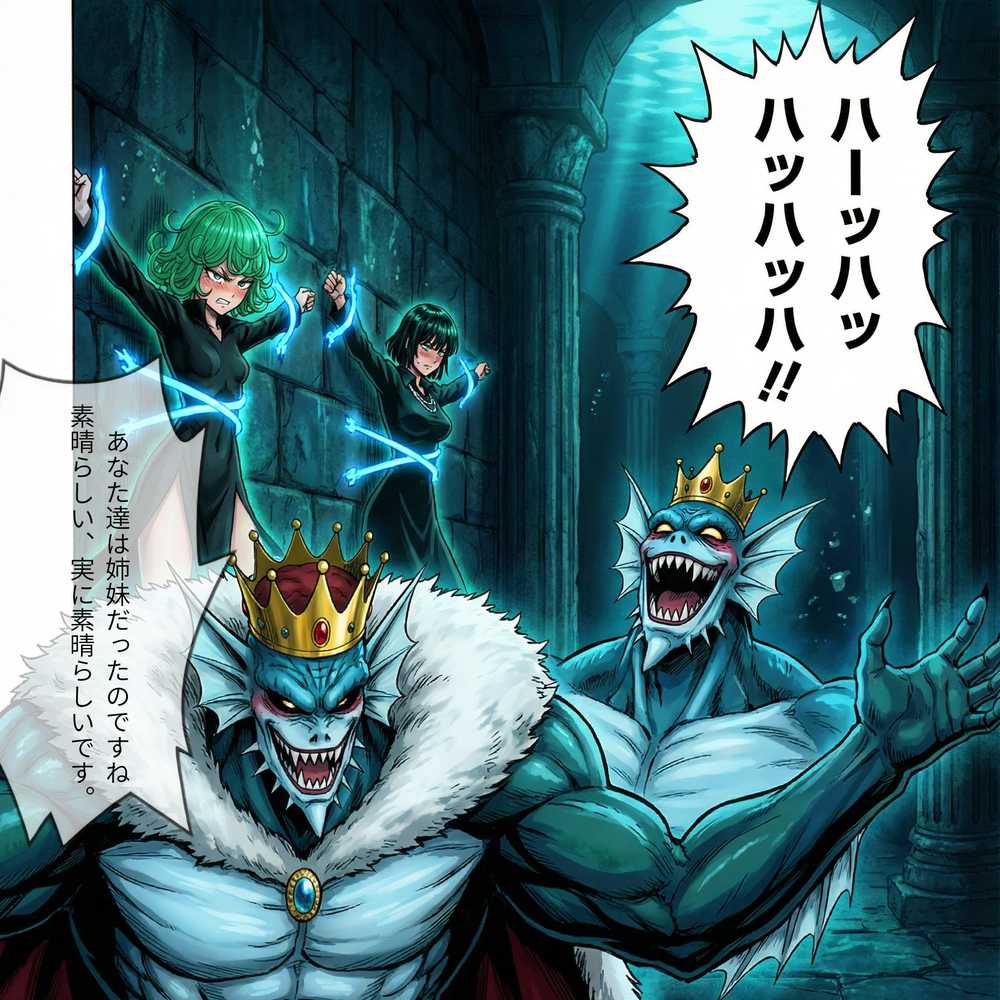 【RAWマンガ】デカマラ気質な深海王と美人姉妹 3P+αの孕ませ調教|はらませてよ (p1)