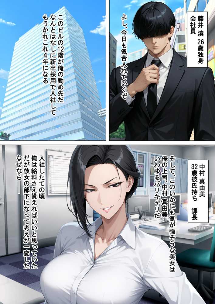 あべこべ調教  ドSなバリキャリ女上司（32）の秘密を暴いたら負けたがりのマゾメスだったので立場逆転しちゃった件